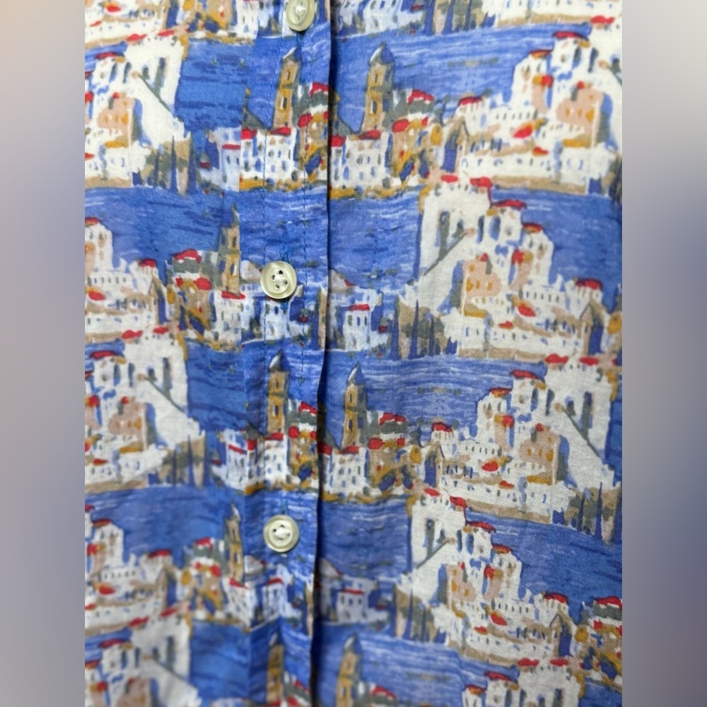 Talbots Mediterranean Print Button Down Shirt In … - image 6